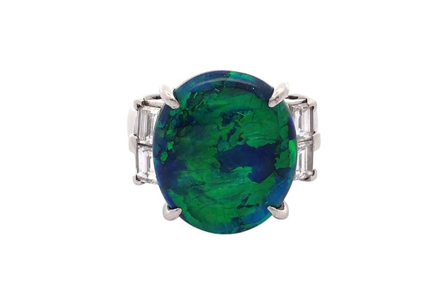 Pt900×ブラックオパール×ダイヤモンドリング BOP6.25ct MD0.74ctの