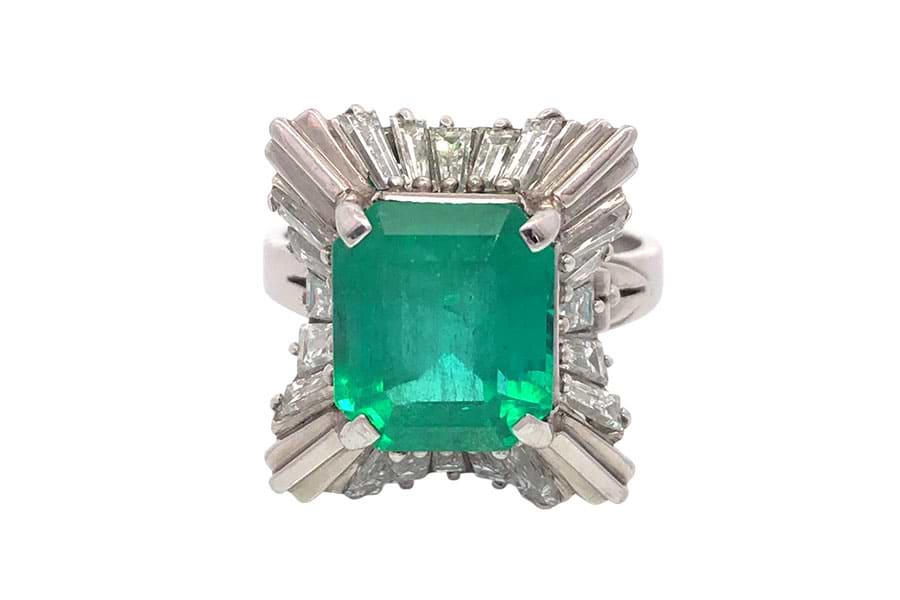 Pt850×エメラルド×ダイヤモンドリング E5.09ct MD1.46ct
