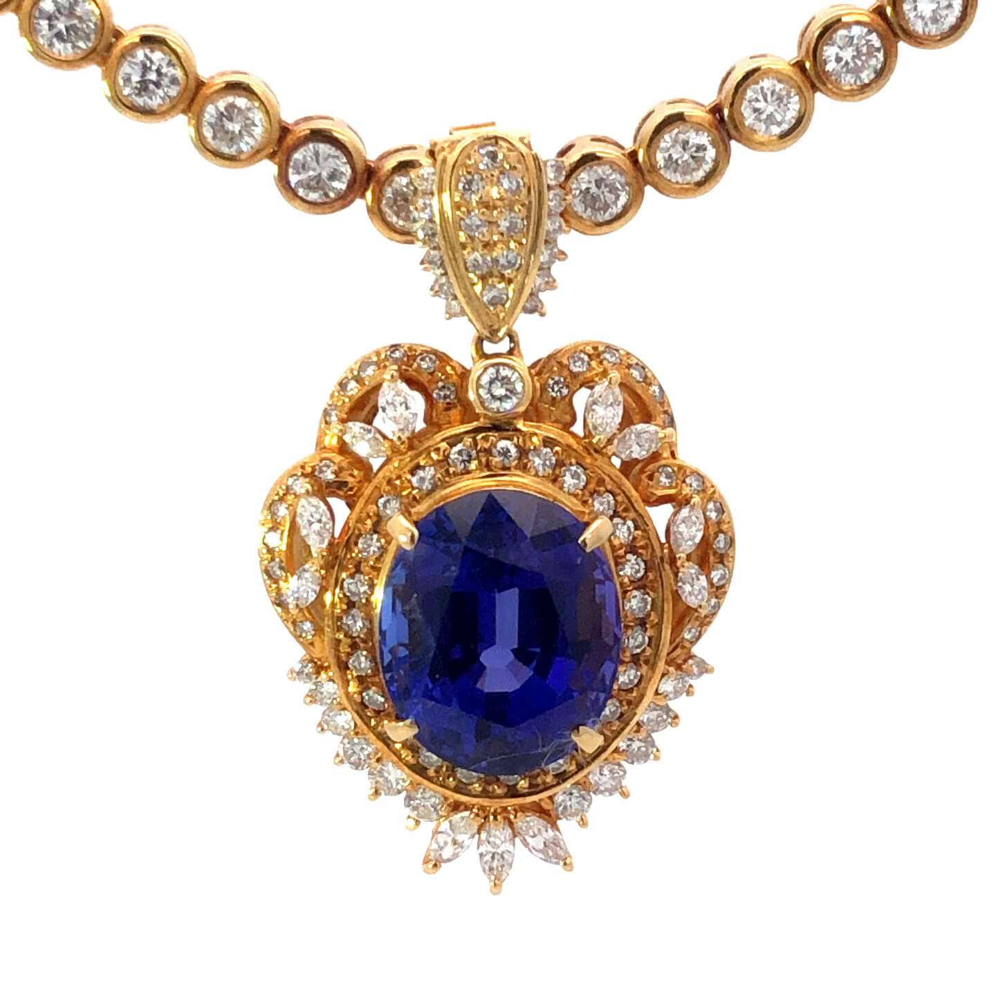 K18×タンザナイト×ダイヤモンドネックレス TZ11.05ct MD8.05ct MD1.482ct