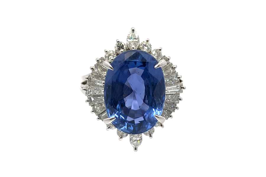 Pt900×サファイア×ダイヤモンドリング S7.60ct MD1.25ct