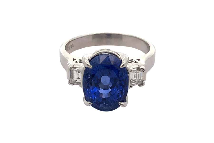 Pt900×非加熱サファイア×ダイヤモンドリング 非加熱S6.25ct MD0.29ct