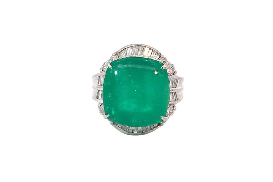 リング Pt900 約15.5号 エメラルド20.83ct ダイヤ0.91c