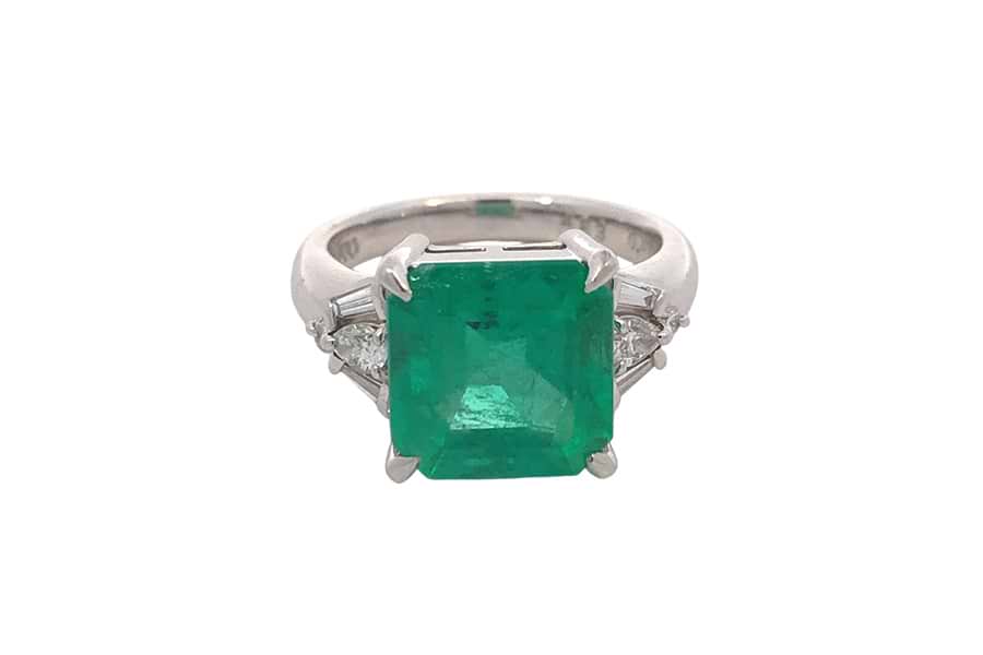 リング Pt900 約11号 コロンビアエメラルド4.53ct ダイヤ0.35ct