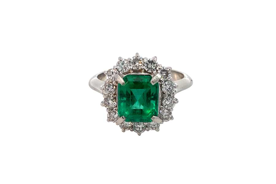 リング Pt900 約16.5号 コロンビアエメラルド2.76ct ダイヤ1.05ct