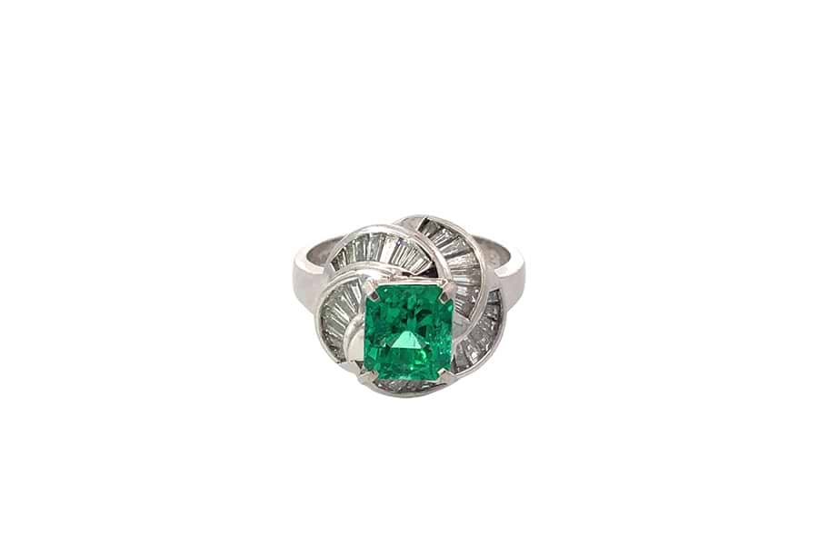 リング Pt900 約11.5号 エメラルド1.82ct ダイヤ0.83ct