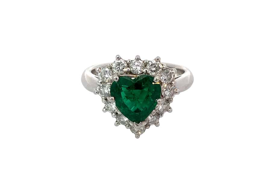リング Pt900 約10.5号 エメラルド1.35ct ダイヤ0.73ct