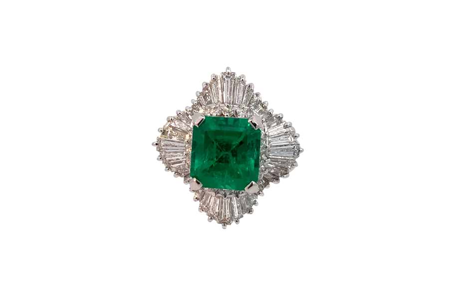 リング Pt900 約10号 コロンビアエメラルド2.78ct ダイヤ1.54ct