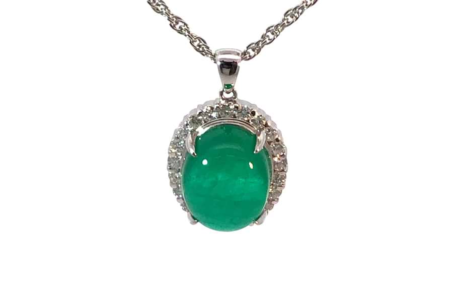 ネックレス Pt900,Pt850 全長約42.0㎝ エメラルド11.15ct ダイヤ0.84ct