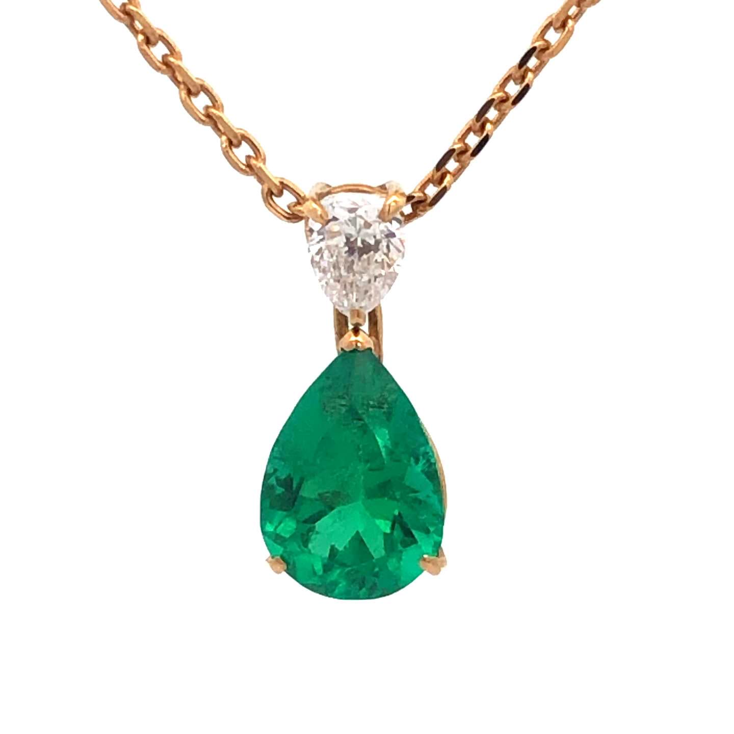 K18×750×コロンビアエメラルド×ダイヤモンドネックレス コロンビアE1.73ct MD0.30ct