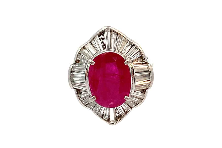 リング Pt900 約13号 ルビー4.48ct ダイヤ2.28ct