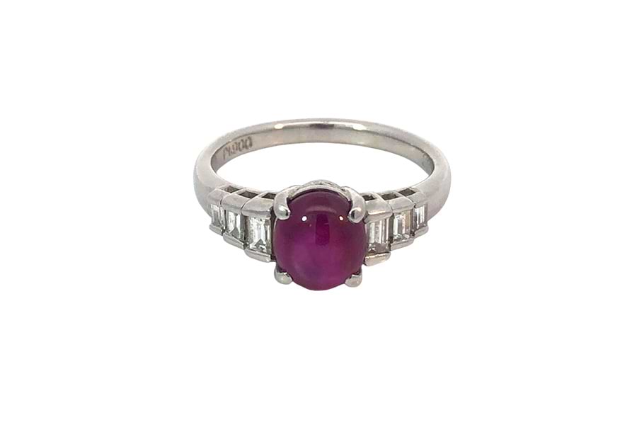 リング Pt900 約12号 スタールビー2.18ct ダイヤ0.33ct