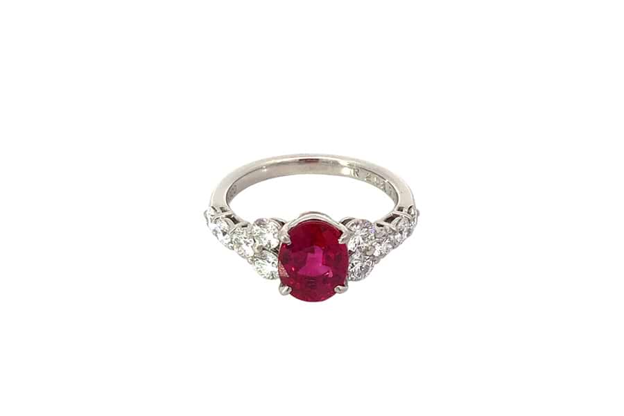 リング Pt900 約10.5号 ルビー2.08ct ダイヤ0.93ct