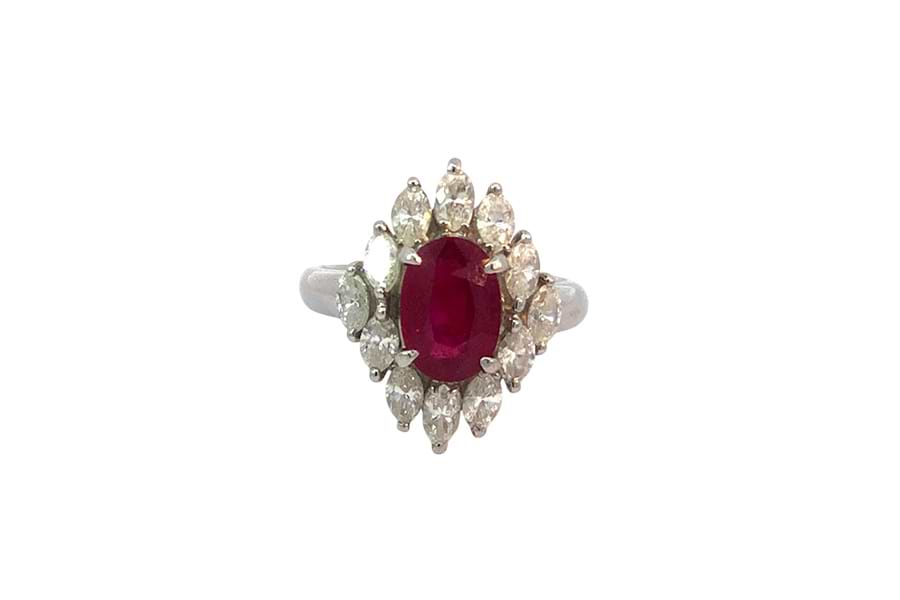リング Pt900 約10.5号 ルビー2.20ct ダイヤ1.43ct