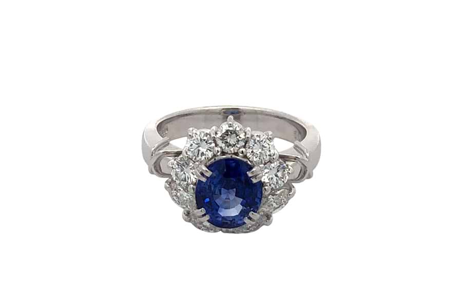 リング Pt900 約11号 サファイア2.24ct ダイヤ0.98ct
