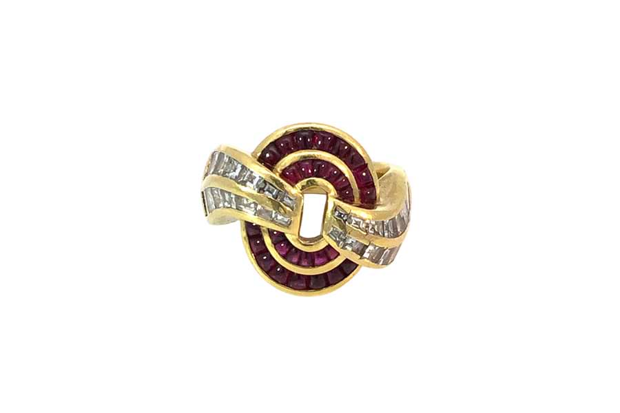 リング 750,18K 約13号 ルビー3.24ct ダイヤ2.92ct