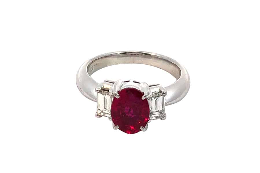 リング Pt900 約12号 ルビーピジョンブラッド2.03ct ダイヤ0.67ct