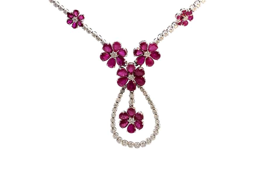 ネックレス K18,750 全長約44.0㎝ ルビー21.15ct ダイヤ3.25ct