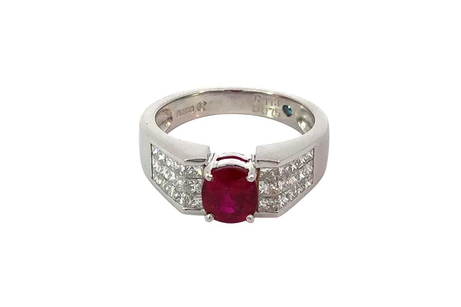 リング Pt900 約12号 ルビー1.13ct ダイヤ0.75ct