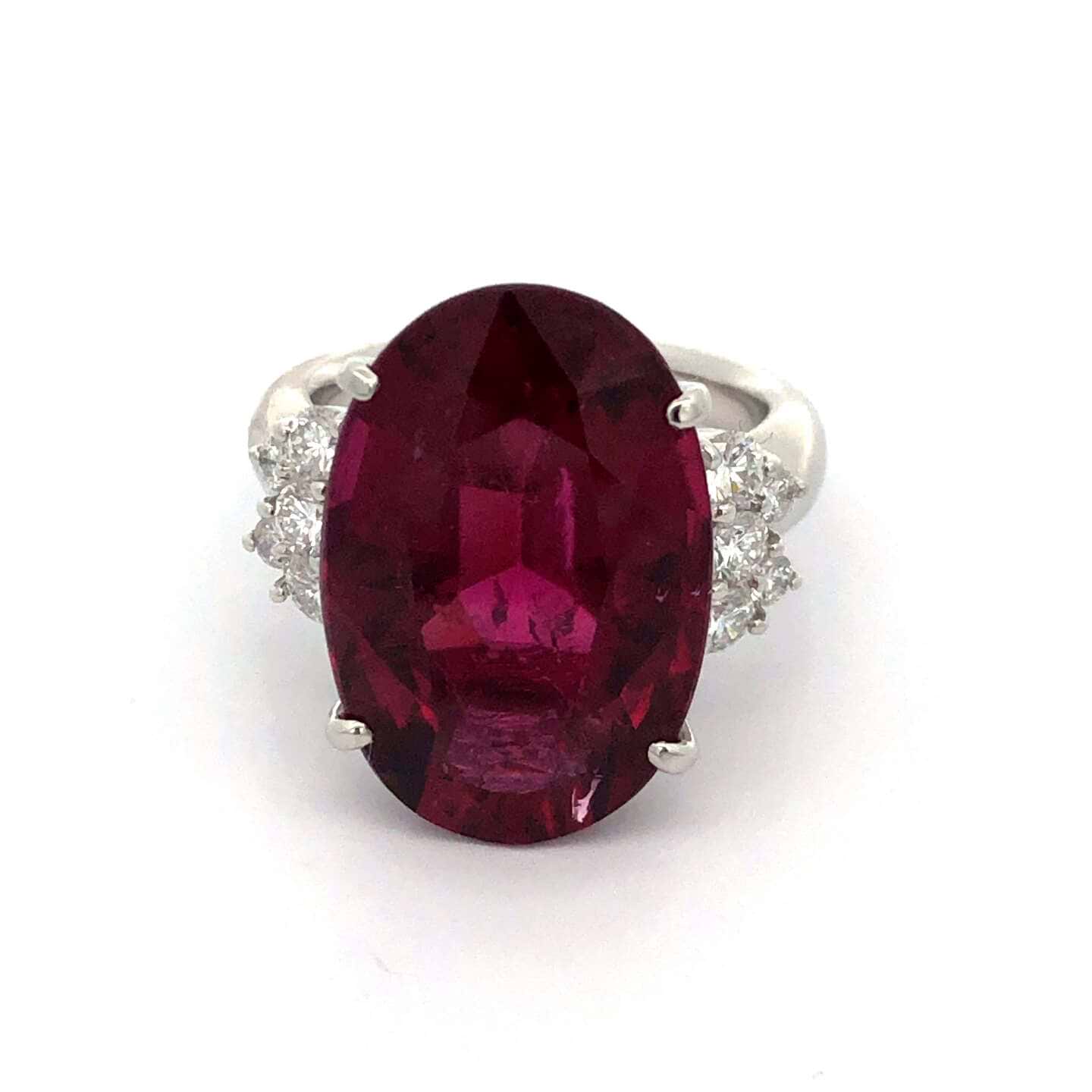 Pt900×ルベライト×ダイヤモンドリング ルベライト16.30ct MD0.59ctの