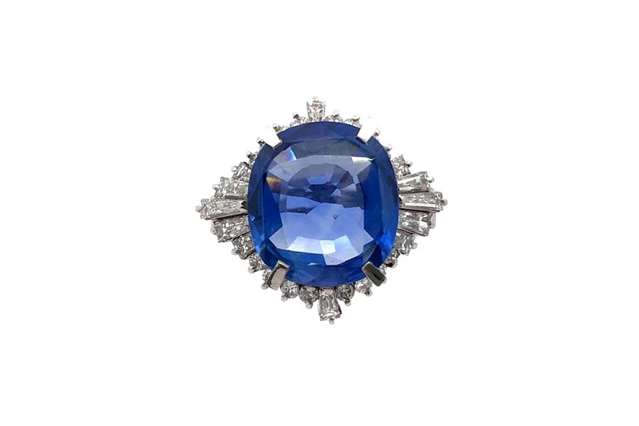 リング Pm850 約12号 サファイア9.76ct ダイヤ1.61ct