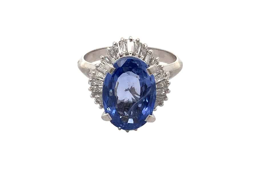 リング Pm900 約18.5号 非加熱サファイア7.97ct ダイヤ1.18ct