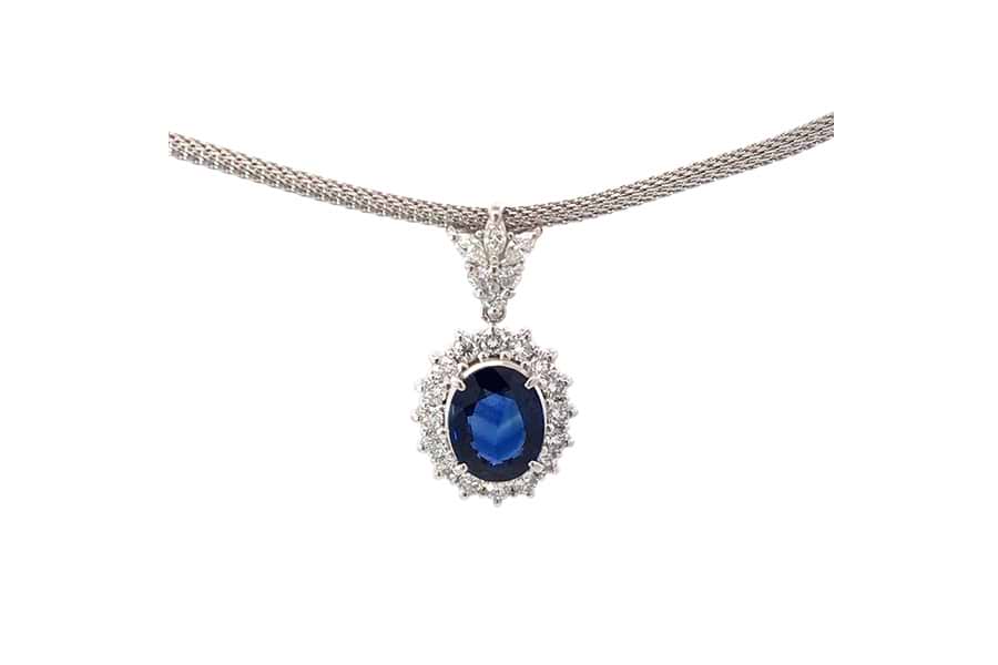 ネックレス Pt900,Pt850 全長約39.5㎝ サファイア2.89ct ダイヤ0.95ct