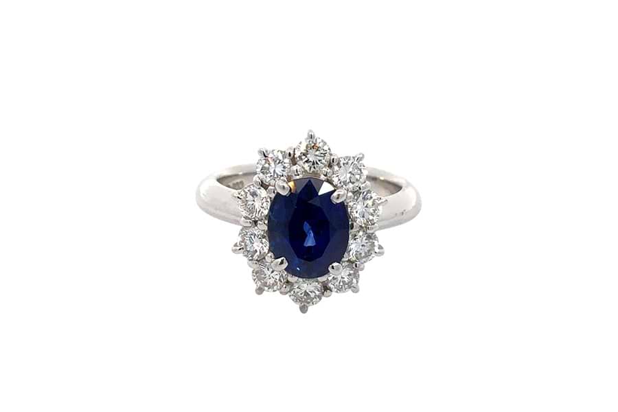 リング Pt900 約11号 サファイア2.10ct ダイヤ1.057ct