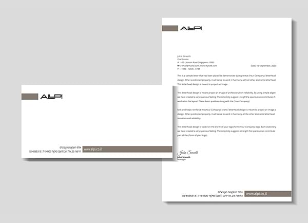 קידום עסקים עיצוב ניירת ALPI