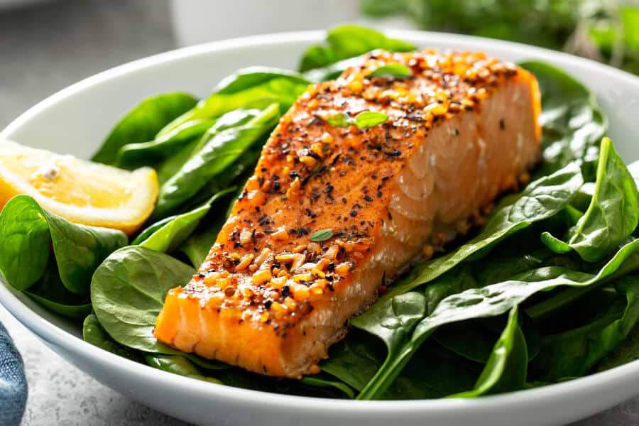 Orange Mint Baked Salmon with Spinach Recipe thumbnail