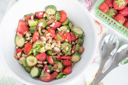 Strawberry Cucumber Salad with Toasted Almonds thumbnail