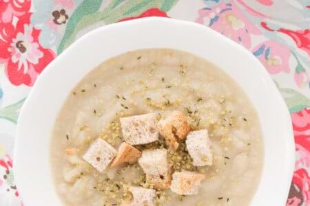 Celery Root Pear Soup with Super Tasty Croutons thumbnail