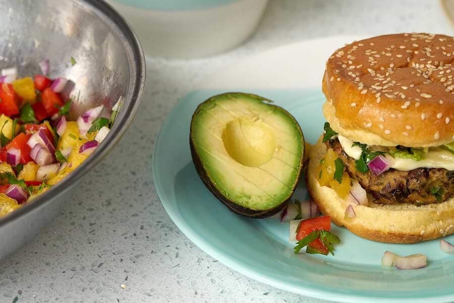 Juicy Organic Chicken Burgers with Pineapple Salsa thumbnail