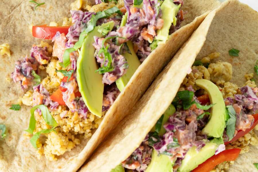 Tempeh Tacos with Purple Cabbage Slaw thumbnail