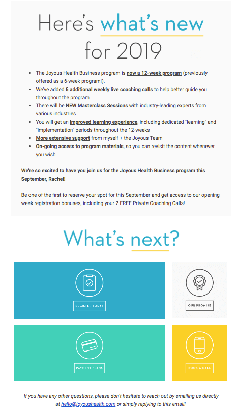 Joyous Health Business Welcome Email