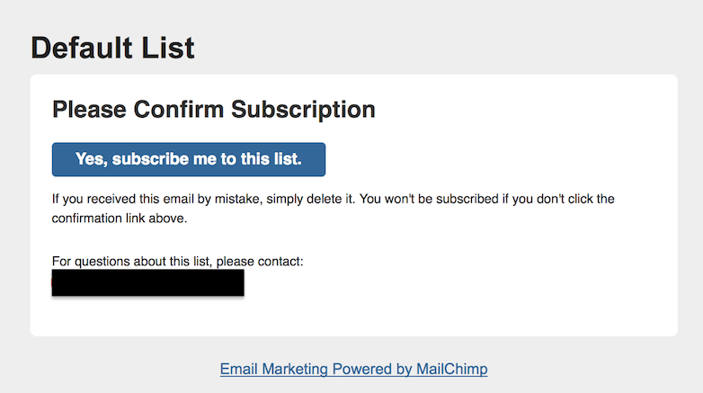 Mailchimp confirmation email