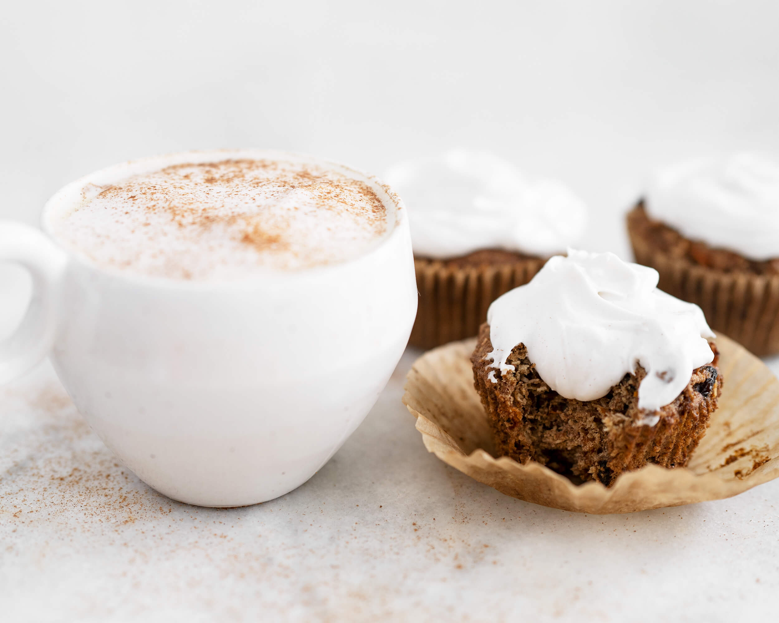 tea latte with carrot cake muffins