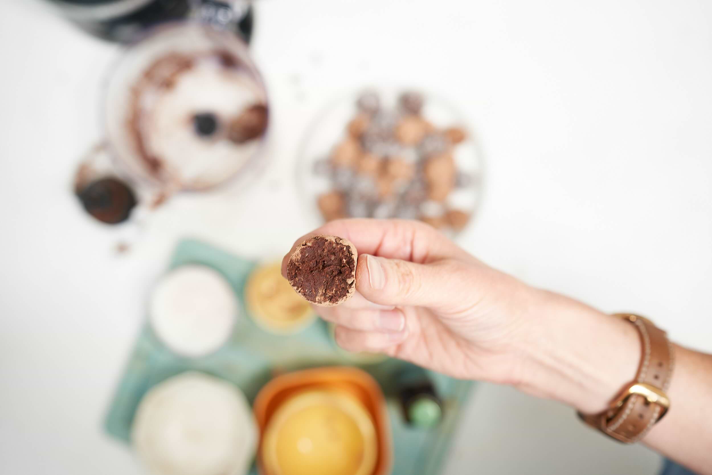 Inside of chocolate truffle