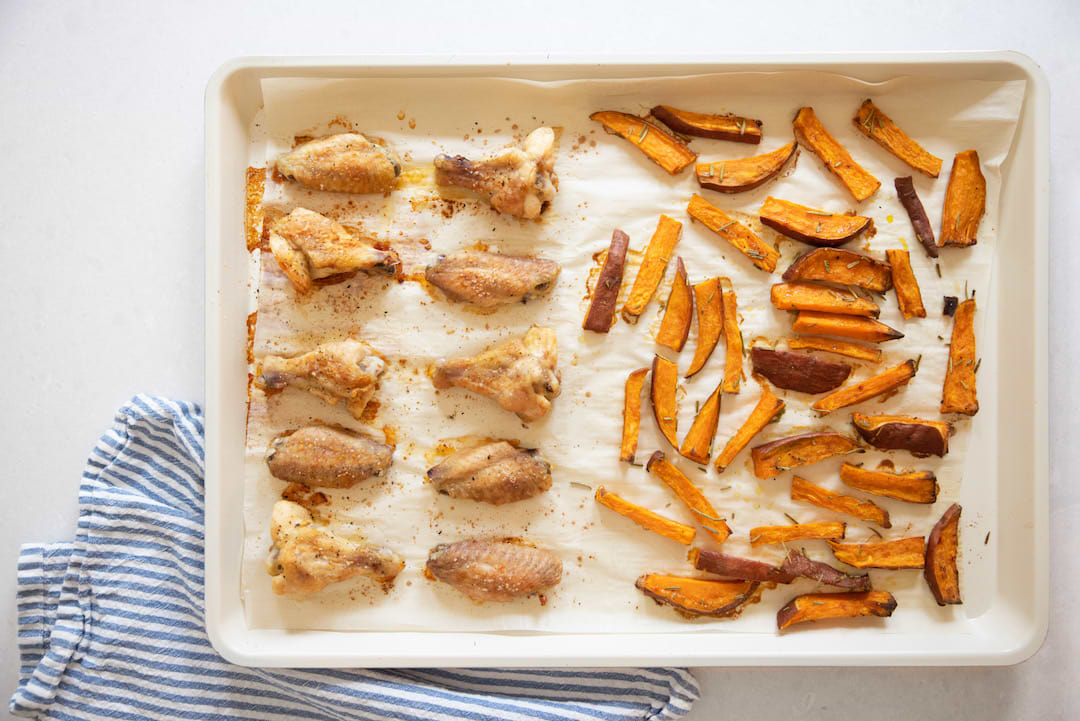 Chicken wings and sweet potato