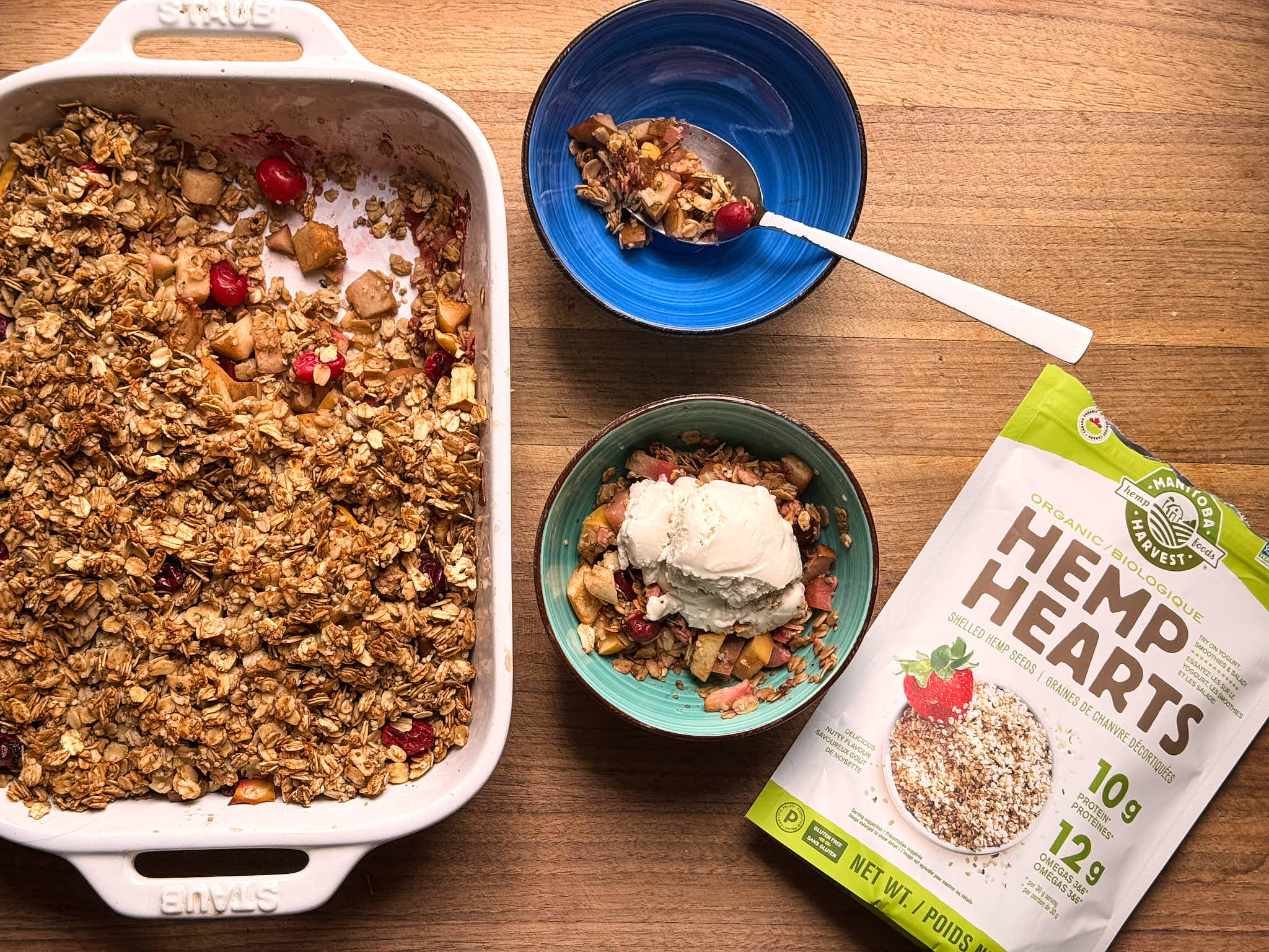 Apple Pear Crisp with Manitoba Harvest Hemp Hearts