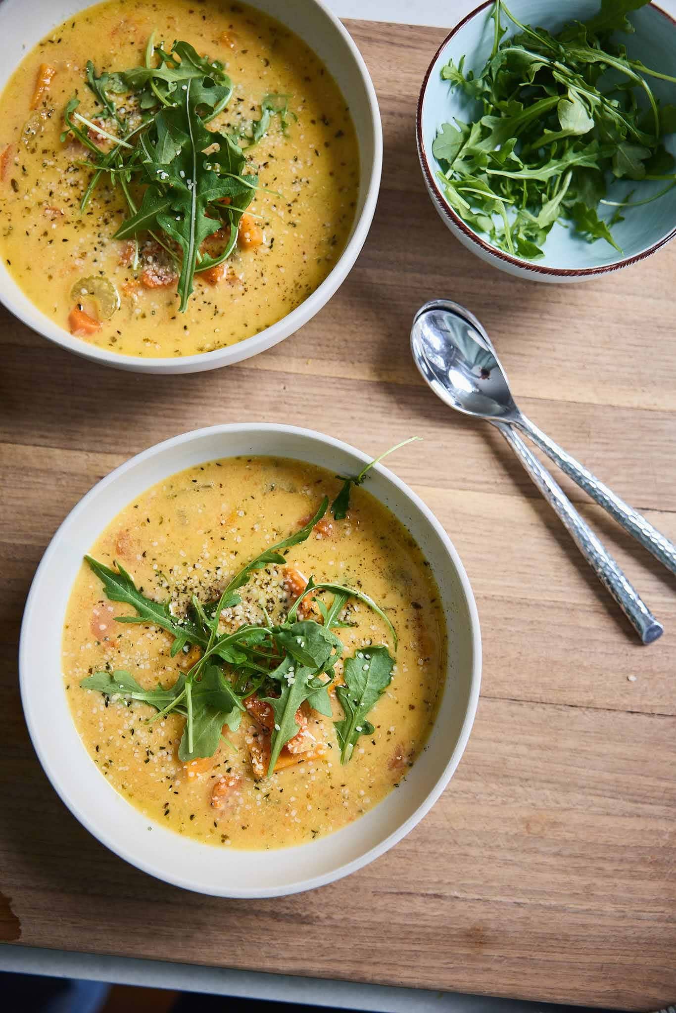 Creamy carrot and sweet potato soup