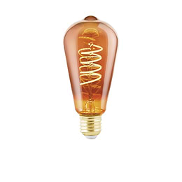 Eglo LED E27 Copper Vap ST64 Spiral Dimmable Bulb 4W 2000K - 8 Pack