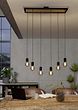 Eglo CONSETT Matte Black & Wood 6 Lamp Pendant Light
