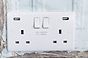 Lieber Silk White 13A 2 Gang DP Fast Charge 4.8amp Double Socket with USB - Curved Edge
