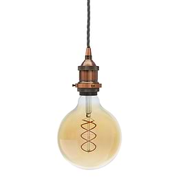 Soho Lighting Antique Copper Decorative Bulb Holder with Dark Grey Twisted Cable