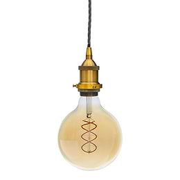Soho Lighting Antique Gold Decorative Bulb Holder with Dark Grey Twisted Cable