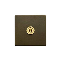 Soho Fusion Bronze & Brushed Brass 20A 1 Gang 2 Way Toggle Switch Screwless