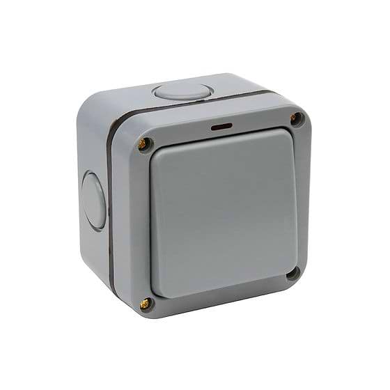 Lieber Grey 20A 1 Gang 2 Way Outdoor Switch IP66 With Neon Weatherproof