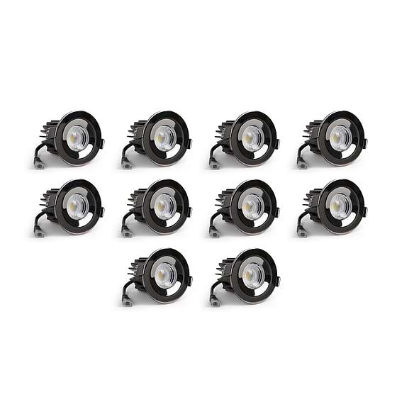 10 Pack - Black Nickel CCT Fire Rated LED Dimmable 10W IP65 Downlight