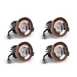 4 Pack - Polished Copper CCT Fire Rated LED Dimmable 10W IP65 Downlight