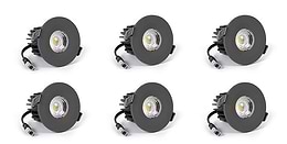 6 Pack - Graphite Grey CCT Fire Rated LED Dimmable 10W IP65 Downlight